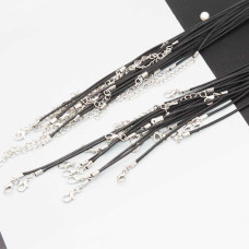 Base collana  in cuoio nero 50 cm regolabile conf.1 pz