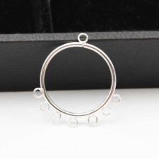 Base per orecchini tondi argentati 52 mm conf. 4 pz (2 coppia)