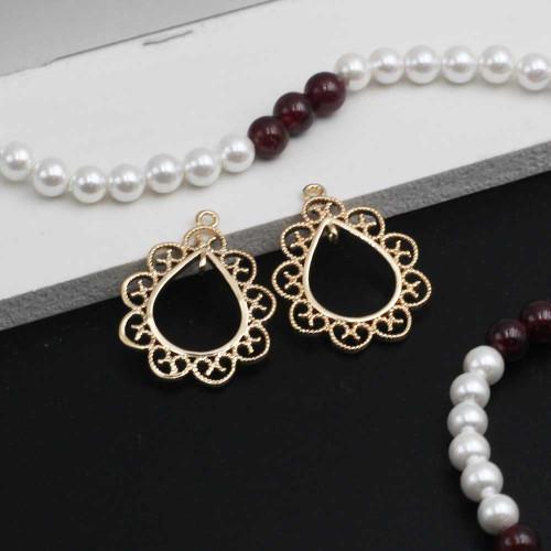 Base orecchini placcato oro 14 kt 22x17 mm 2 pz