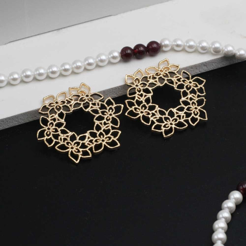 Base orecchini placcato oro 14 kt 27 mm 2 pz