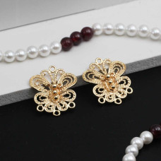 Base orecchini placcato oro 14 kt farfalla 19x16 mm 2 pz