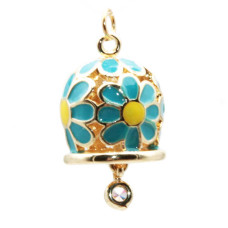 Campanella smaltata azzurra e gialla 15 mm conf. 1 pz