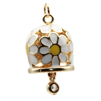 Campanella smaltata bianca e gialla 15 mm conf. 1 pz