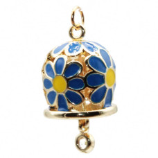 Campanella smaltata blu e gialla 15 mm conf. 1 pz