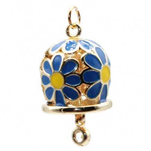 Campanella smaltata blu e gialla 15 mm conf. 1 pz