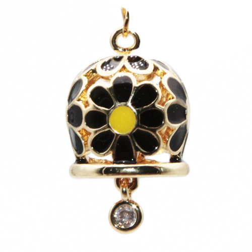 Campanella smaltata nera e gialla 15 mm conf. 1 pz