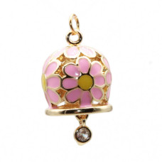 Campanella smaltata rosa e gialla 15 mm conf. 1 pz Campanella smaltata rosa e gialla 15 mm conf. 1 pz