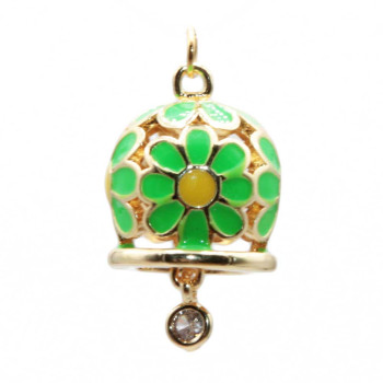 Campanella smaltata verde e gialla 15 mm conf. 1 pz