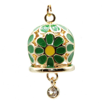Campanella smaltata verde e gialla 15 mm conf. 1 pz