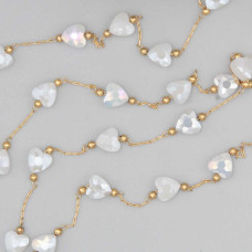 Catena in acciaio oro con cristalli cuori panna a/b con. 20 cm