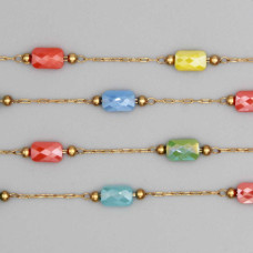 Catena in acciaio oro con cristalli rettangolari multi color a/b con. 20 cm Catena in acciaio oro con cristalli rettangolari multi color a/b con. 20 cm