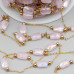 Catena in acciaio oro con cristalli rettangolari rosa a/b con. 20 cm