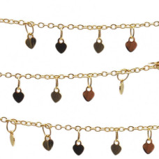 Catena placcata oro 18kt charms cuoricini 3.5 mm pacco 50 cm Catena placcata oro 18kt charms cuoricini 3.5 mm pacco 50 cm