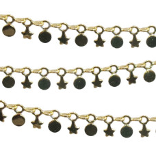 Catena placcata oro 18kt charms stella 3 mm tondo 3.3 mm pacco 50 cm