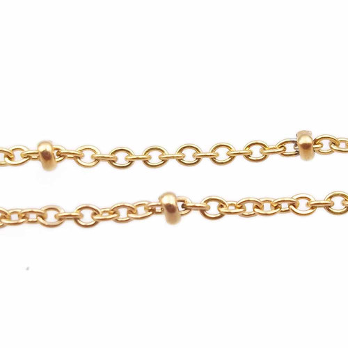 Catena in acciaio palline schiacciate oro maglia 2 mm 1 metro