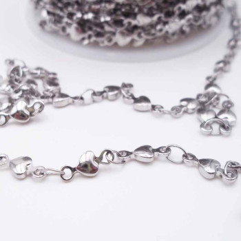 Catena in acciaio cuore 8.7x3.4 mm pacco 50 centimetri 
