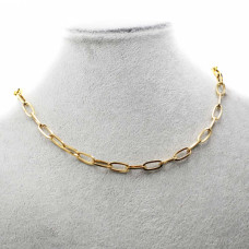 Collana completa acciaio oro maglia ovale 38 cm circa 