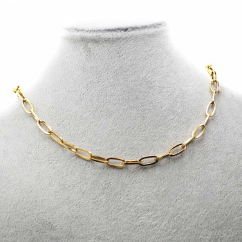 Collana completa acciaio oro maglia ovale 38 cm circa 