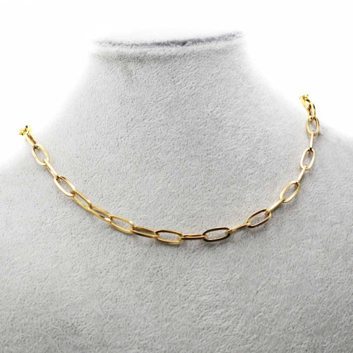 Collana completa acciaio oro maglia ovale 38 cm circa 