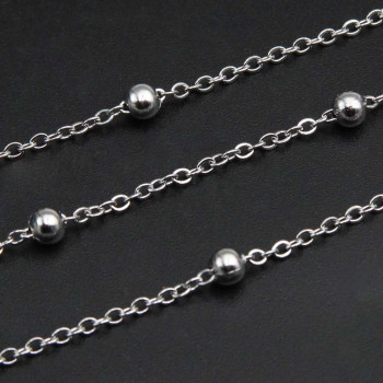 Catena a palline alternate maglia 3 mm pallina 3.5 mm 1 mt
