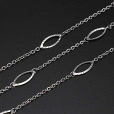 Catena in acciaio con ciondolo ovale 15x6 mm 1 mt
