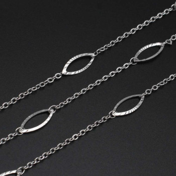 Catena in acciaio con ciondolo ovale 15x6 mm 1 mt