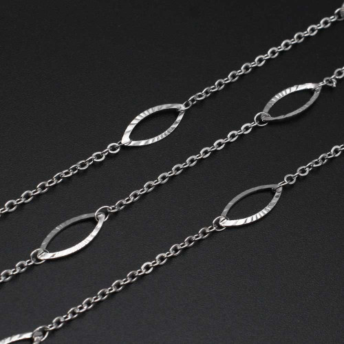 Catena in acciaio con ciondolo ovale 15x6 mm 1 mt