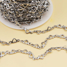 Catena in acciaio cuore aperto 10x4.5 mm 50 cm