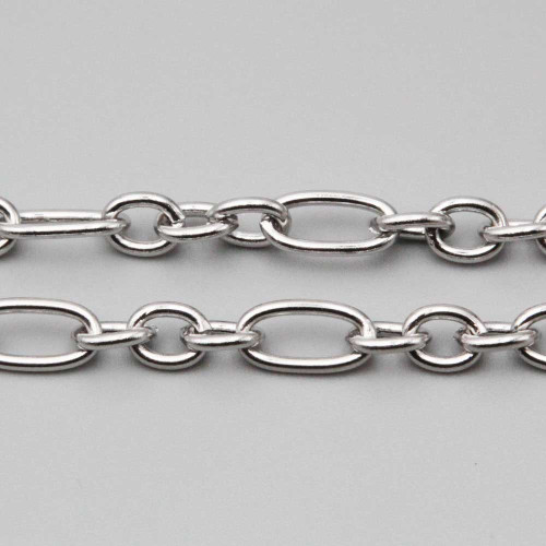Catena in acciaio doppia maglia ovale 14x7 mm 8x6 mm conf. 50 cm