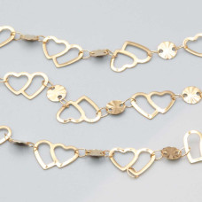 Catena in acciaio doppio cuore oro conf. 50 cm