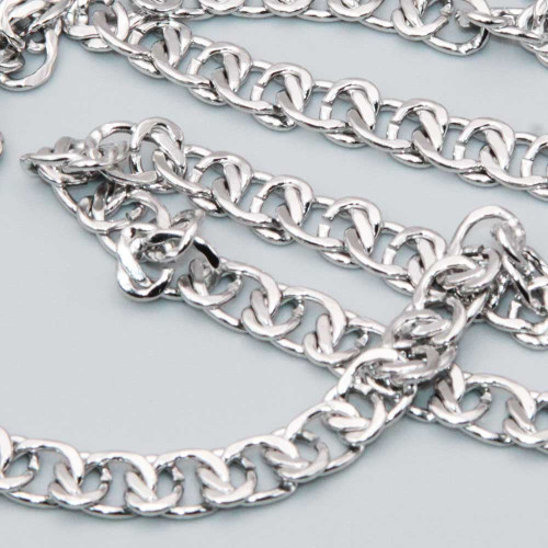 Catena in acciaio maglia intrecciata 8x6 mm unisex conf.50 cm