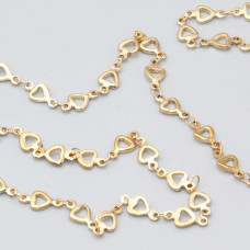 Catena in acciaio oro cuori 5 mm conf. 50 cm