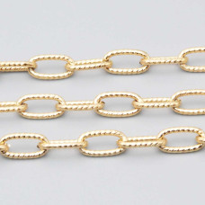 Catena in acciaio oro intagliata 12x6 mm conf.50 cm