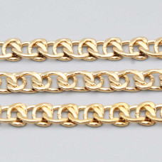 Catena in acciaio oro maglia piatta intrecciata 8x6 mm conf. 50 cm