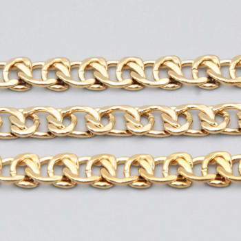 Catena in acciaio oro maglia piatta intrecciata 8x6 mm conf. 50 cm