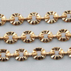Catena in acciaio oro ovale intagliata 4 mm conf. 1 metro