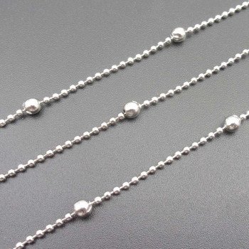 Catena in acciaio palline alternate 3 mm grandi 1 mm piccole, 1 mt