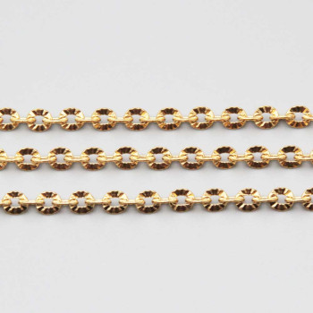Catene in acciaio oro ovale intagliata 2.5x2 mm conf. 1 metro