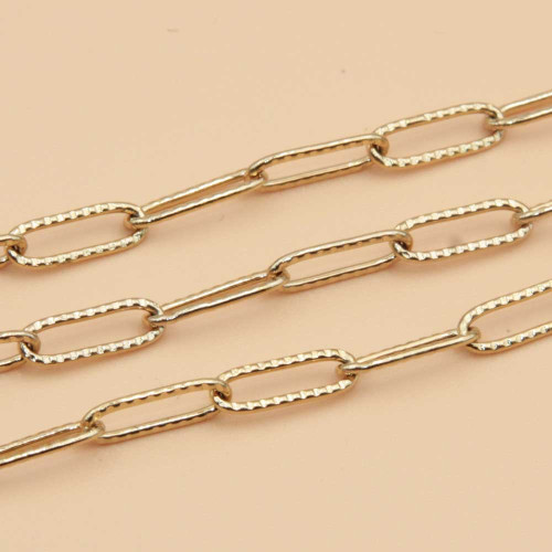 Catena in acciaio oro ovale intagliata 10x3.5 mm conf. 50 cm