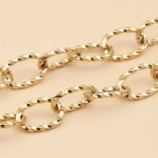 Catena i acciaio oro ovale torta 11x7 mm conf. 50 cm Catena i acciaio oro ovale torta 11x7 mm conf. 50 cm