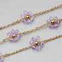 Catena acciaio oro con fiore cristalli rosa 10 mm conf. 50 cm