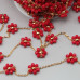 Catena acciaio oro con fiore cristalli rossi 10 mm conf. 50 cm