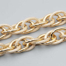 Caten in alluminio oro intrecciata maglie grandi 25.5x19 mm conf. 50 cm