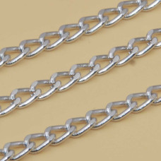 Catena alluminio argento piatta 6.5x4.4 mm conf. 1 mt