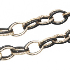 Catena alluminio doppia maglia oro e nera ovale 21x16 mm conf. 50 cm