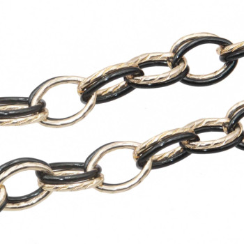 Catena alluminio doppia maglia oro e nera ovale 21x16 mm conf. 50 cm