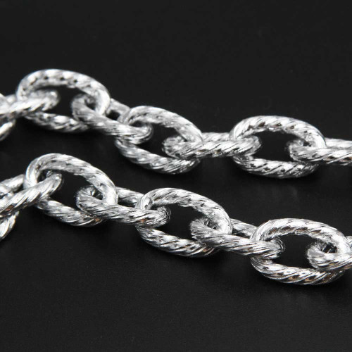 Catena alluminio ovale argento 20x13 mm torta 50 cm