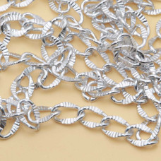 Catene in alluminio ondulata intagliata 15x10 mm argento 50 cm
