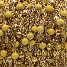 Catena acciaio oro pallina smaltata gialla 50 cm Catena acciaio oro pallina smaltata gialla 50 cm