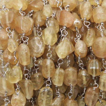 Catena acciaio con pietre dure quarzo lemon 50 cm
